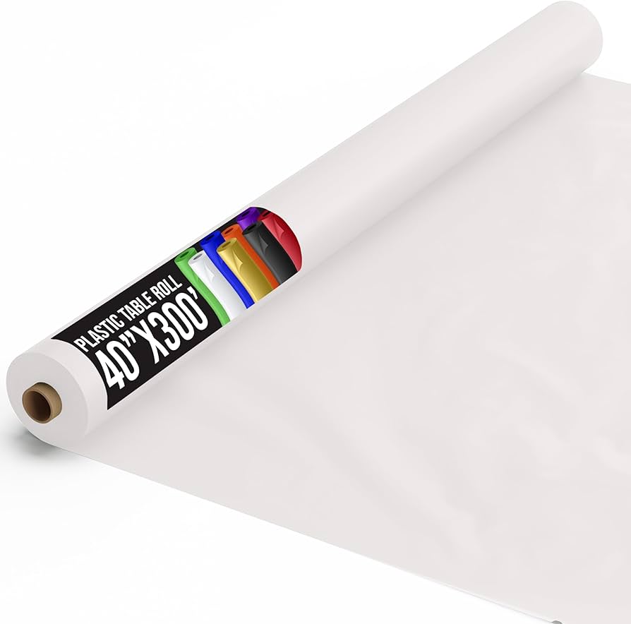 TABLECOVER PLASTIC WHITE ROLL 40X300