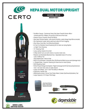 Certo HEPA DUAL MOTOR UPRIGHT