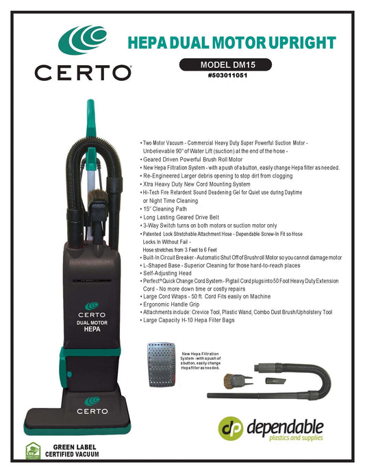 Certo HEPA DUAL MOTOR UPRIGHT