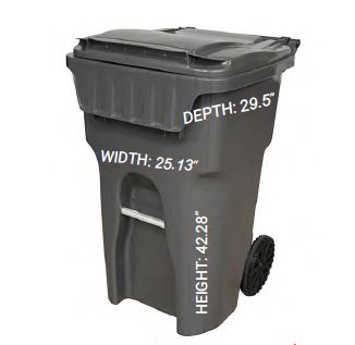 65 GALLON GREY ROLLOUT CAN W/LID