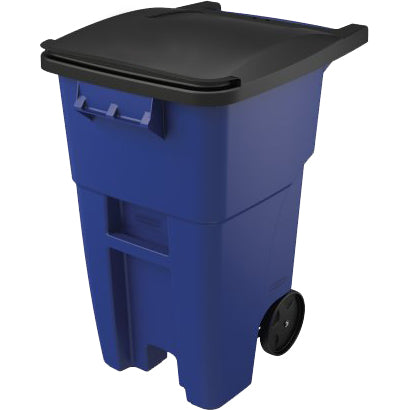 50 GALLON BLUE ROLLOUT CAN W/LID