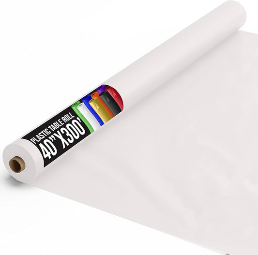 TABLECOVER PLASTIC WHITE ROLL 40X300