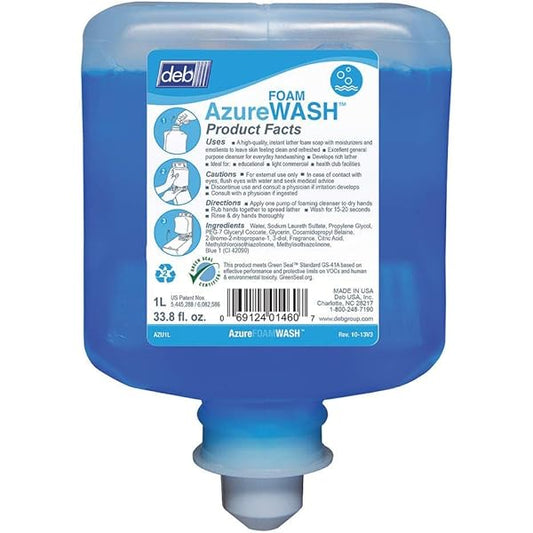 DEB FOAM WASH AZURE 1 LTR BLUE 6/CS